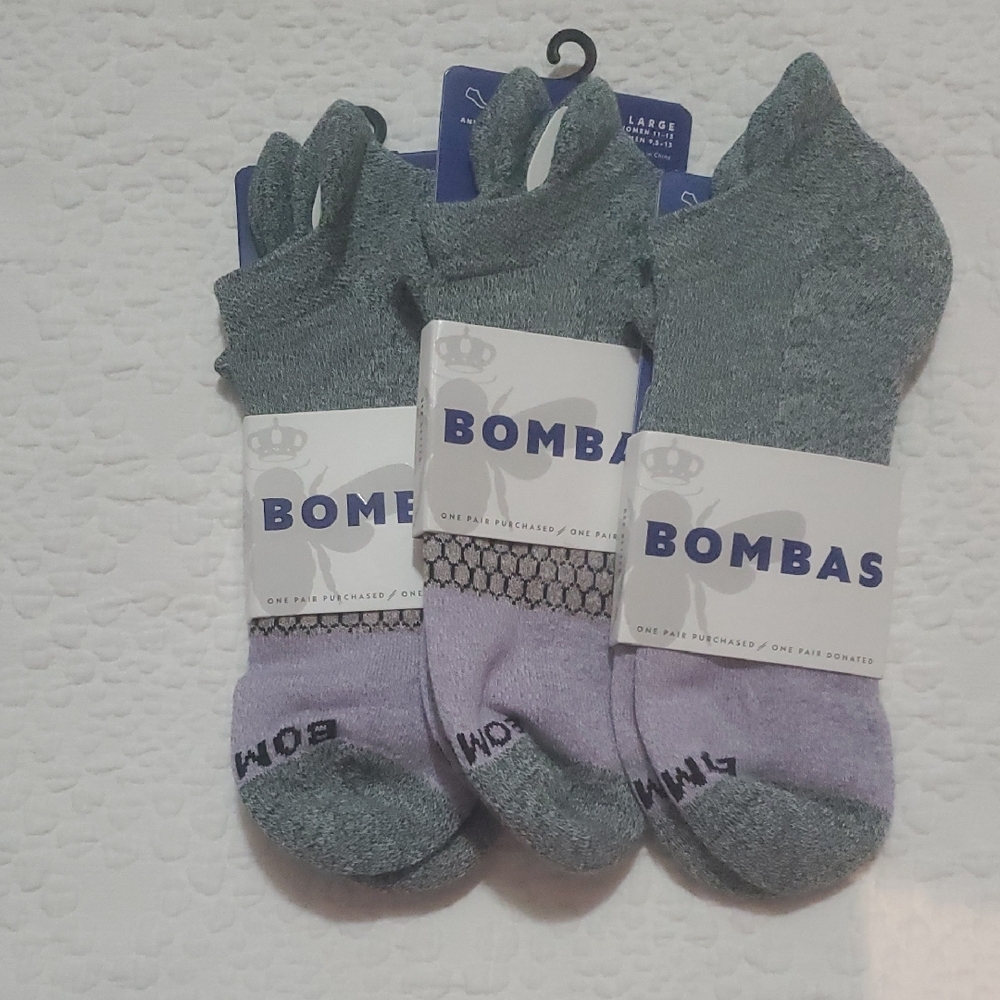 /3/ BOMBAS TRI-BLOCK ANKLE SOCKS /UNISEX/ SIZE: LARGE